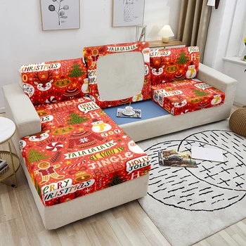 Эластичный чехол для дивана с рождественской тематикой, чехлы для диванов для гостиной, съемный эластичный чехол для сиденья, защита мебели