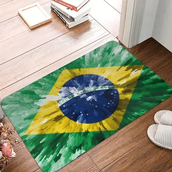Экструдированный коврик для ванной с национальным флагом Бразилии, коврик для кухни, коврик для балкона, украшение дома