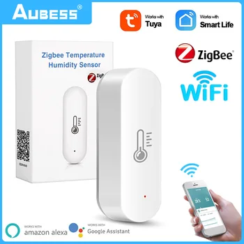 Tuya Wifi/ZigBee Умный Датчик Температуры И влажности С Батарейным питанием ZigBee Smart Home Security Работает С Alexa Google Home