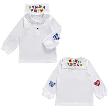 Рубашки с длинными рукавами в клетку с мультяшным медведем для мальчиков и девочек, Нижняя Верхняя часть, детская рубашка-поло, майки, весенние блузки 2023 года, Корейские дети