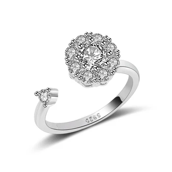 KOFSAC 2022, Новые модные Вращающиеся Украшения на палец, кольцо из стерлингового серебра 925 пробы, Милые Интересные Геометрические кольца с цирконием для женщин в подарок