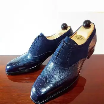 Туфли-Оксфорды, мужская обувь из искусственной кожи, однотонные Классические деловые повседневные модные туфли с перфорацией типа 