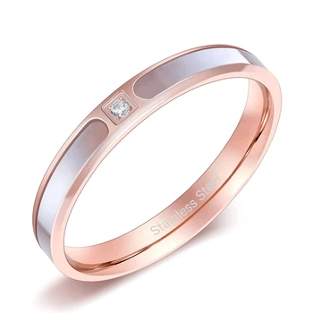 Женское обручальное кольцо Kolmnsta из розового золота и нержавеющей стали с белым корпусом Symphony, инкрустированное цирконами, обручальные кольца
