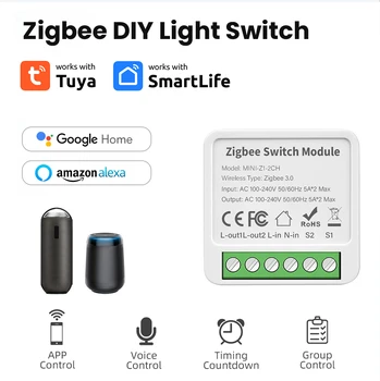 Tuya Zigbee 1/2/3/4 Модуль Smart Gang Switch с двухсторонним управлением DIY Breaker Умный дом Работа с Alexa Google Home Яндекс Алиса