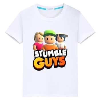 Stumble Guys, 100% Хлопок, Милые Короткие Топы с принтом, футболка для детей, летняя футболка с аниме для мальчиков 10 лет, y2k, цельная одежда для мальчиков и девочек
