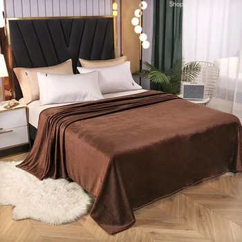 Темно-коричневое Золотое бархатное одеяло кораллового цвета Для дивана, воздушное для путешествий, Легкое Тонкое Фланелевое одеяло механической стирки, Зимнее Мягкое теплое