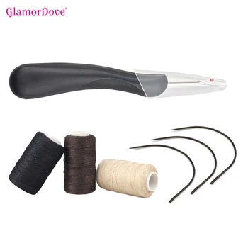 Инструменты для наращивания уточных волос, Рыхлитель для шва с пользовательским логотипом и цветом, изогнутая игла, игла для волос, толстая полиэфирная нить