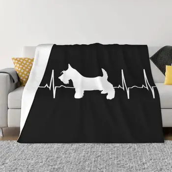 Флисовое одеяло для собак породы Шотландский терьер Heartbeat, теплые фланелевые одеяла Scottie для кровати, покрывала для офисного дивана