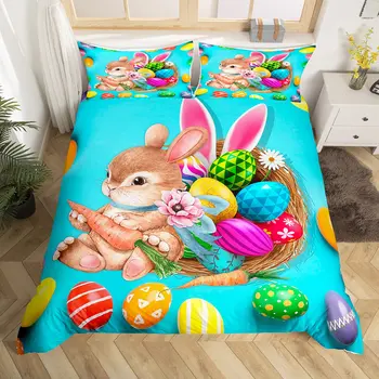 Пасхальный набор пододеяльников для пуховых одеял с Кроликами, комплект постельного белья, покрывало для гнезда для Пасхальных яиц, покрывало для одеяла для милых кроликов, большие Пасхальные подарки