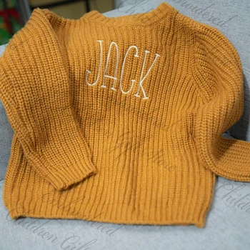 Персонализированное Вышитое имя, детский свитер для малышей, объявление имени ребенка, подарок для душа, мягкий свитер для мальчиков и девочек