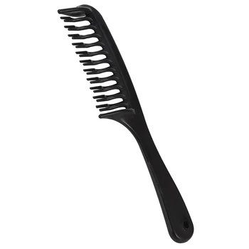 Черная двухрядная зубчатая расческа для распутывания волос, шампунь-расческа с ручкой для длинных вьющихся влажных волос