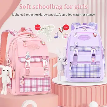 Многофункциональный женский рюкзак с клетчатым рисунком, водонепроницаемые рюкзаки большой емкости для девочек-подростков, школьная сумка через плечо, рюкзак