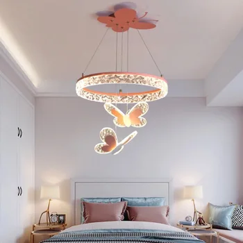 Лампы-бабочки, люстры для детской комнаты принцессы, Теплое Романтическое украшение дома, современная люстра для спальни с мультяшной девушкой