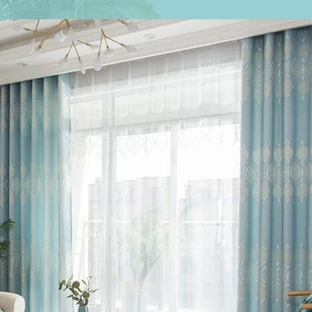 Спальня шелк хлопок цветок тыквы жаккардовые плотные шторы Спальня скандинавские минималистичные плотные шторы