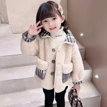 Пальто для девочек, зимняя хлопковая ветровка 2023 года В наличии, теплое и утепленное подростковое пальто, зимний комбинезон, детская одежда