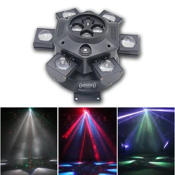 6 Arms 6in1 RGBW LED Moving Head Light С Активацией Звука и DMX 512 для DJ Disco Stage Party Music Pub