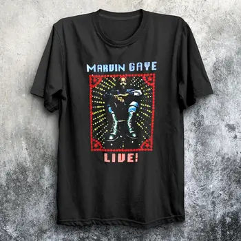 Редкая футболка Live Marvin Gaye с коротким рукавом, черная футболка S-4XL THAEB01277