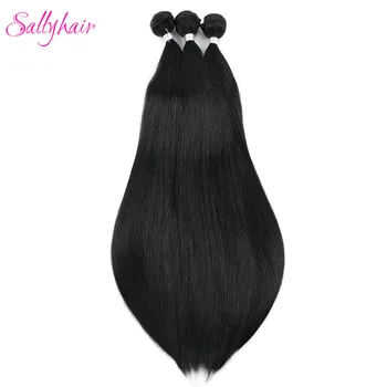 Прямые синтетические пучки волос Sallyhair Bone, натуральные черные волосы для наращивания, искусственные волокна, Сверхдлинное плетение из прямых волос Яки