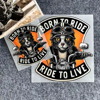 Наклейка для мотоцикла Cool Cat Rider, наклейки для кошек для автомобилей, наклейки для авто с рисунком Cool Cat, наклейки для кошек для мотоциклов
