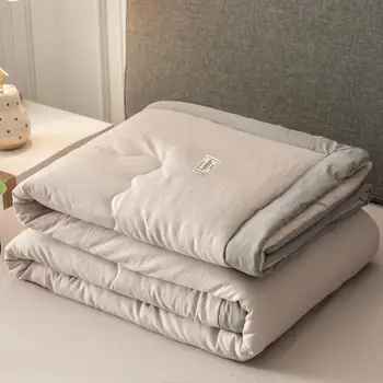 Летнее Стеганое одеяло из постиранного хлопка, Стеганое одеяло, Тонкое одеяло, Охлаждающее Одеяло, Стеганое одеяло, Однотонное