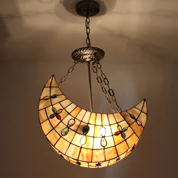 Креативный Лунный Подвесной светильник Из Витражного стекла Tiffany Средиземноморские Светильники Декор комнаты Домашний Подвесной светильник для помещений