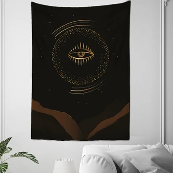 Солнце И Луна Таро Золотой Психоделический Гобелен в богемном стиле, декоративный настенный фон для спальни, настенная ткань, украшение стен