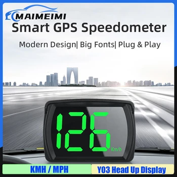 Y03 GPS Крупным шрифтом Универсальный автомобильный Смарт-цифровой Спидометр, счетчик напоминаний, Электронные Аксессуары, Автоматический дисплей с подсветкой, Зеленый светодиод