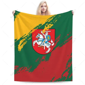Фланелевое одеяло цвета Флага Литвы, многофункциональный чехол для походного дивана, сохраняющий тепло