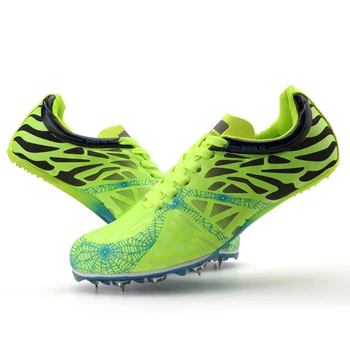 Профессиональная спортивная обувь унисекс для легкой атлетики, высококачественная обувь с шипами для студентов, противоскользящая спортивная обувь, зеленые кроссовки для мальчиков