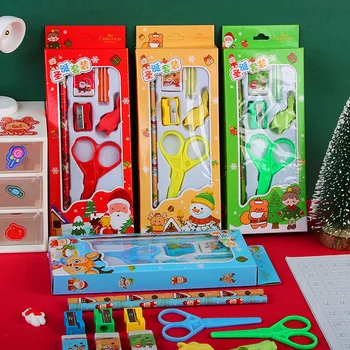рождественский набор канцелярских принадлежностей 6 В 1, Детские канцелярские принадлежности, Небольшой подарок, набор карандашей для начальной школы, Подарок в школу Оптом