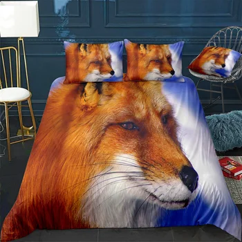 Стеганое одеяло с изображением лисы, наволочка, одеяло из 3 предметов, комплект постельного белья с наволочкой, одинарный двойной пододеяльник, декор для дома