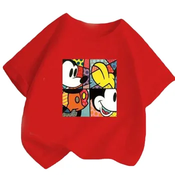 Футболка для маленьких девочек, летняя одежда для мальчиков с мультяшным Микки Маусом, футболка с коротким рукавом, хлопковая пижама с Минни Дональд, одежда для малышей