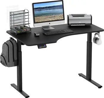 SHW 55-дюймовый L-образный письменный стол с электрической регулировкой высоты, L-образный, с левым углом, черный