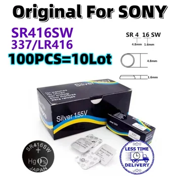 100шт Оригинал для SONY SR416SW кнопочная батарея батарея для часов батарейки для монет LR426 337 SR416SW 1.55 В Индивидуальная упаковка
