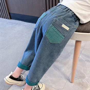 2023 Новые весенне-осенние модные джинсы для девочек, повседневные свободные брюки для маленьких мальчиков и девочек, детские джинсовые брюки для мальчиков, детские джинсовые брюки от 2 до 8 лет