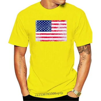 Новая 100% футболка с круглым вырезом, модная повседневная высококачественная футболка с принтом флага США, мужская футболка с потрепанным американским флагом
