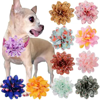 21шт 8 см Цветок Сплошной Цвет Банты Ошейник для собак Большой Цветочный ошейник Товары для собак Модный Галстук-бабочка для собак Аксессуары для ухода за домашними собаками