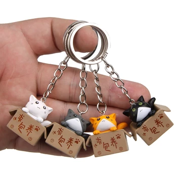 1шт Новый брелок с мультяшным Милым котом, Креативная коробка, Брелок для ключей, Держатель для ключей, Женская сумка, Подвеска, Аксессуары для ключей Kawaii