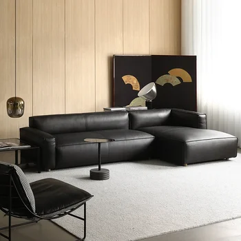 Nordic expression импортный итальянский простой раскладной угловой диван из натуральной кожи в стиле ретро / Poka, диван императорской наложницы K